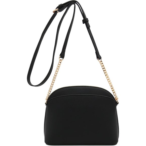 Compact Saffiano Small Dome Crossbody Bag with Gold Hardware - Ideal for Outings - Picture 7 of 8